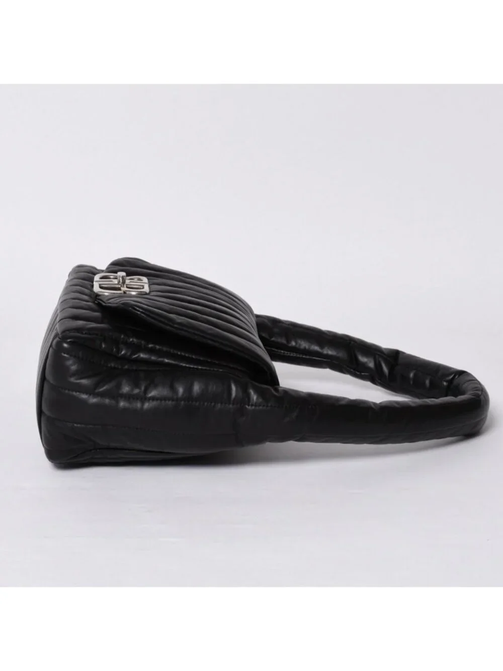 Balenciaga Monaco Shoulder Bag Black Silver Calfskin